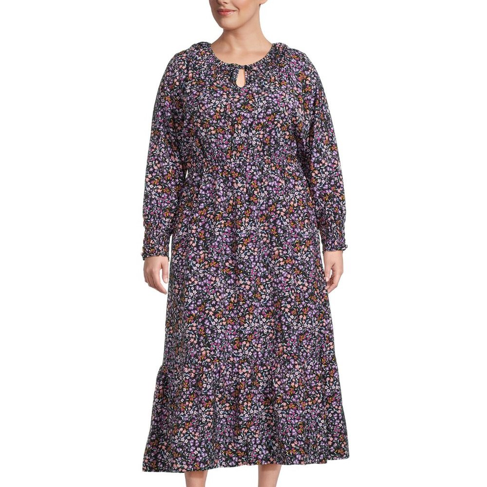 Floral Tiered Long Sleeve Maxi Dress Sz 0X NWT